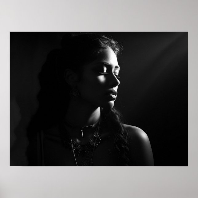 Poster Silhouette d'un visage femme B&W photo (Devant)