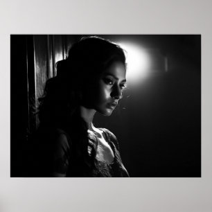 Poster Silhouette d'un visage femme B&W photo