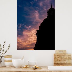 Poster Silhouette d'une église au coucher du soleil à Rom