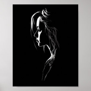 Poster Silhouette d'une fille avec lumière et ombre