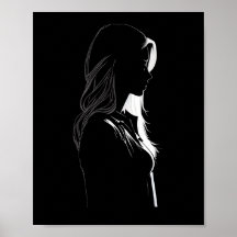 Silhouette d'une fille avec lumière et ombre