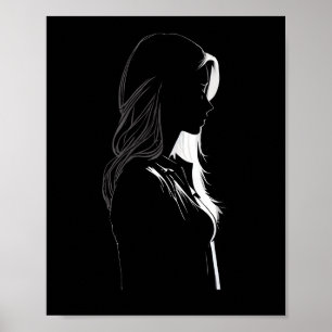 Poster Silhouette d'une fille avec lumière et ombre