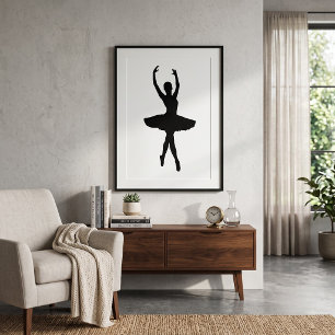 Poster Silhouette élégante de ballerine Pose gracieuse de