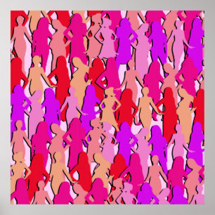 Poster Silhouette féminine rose