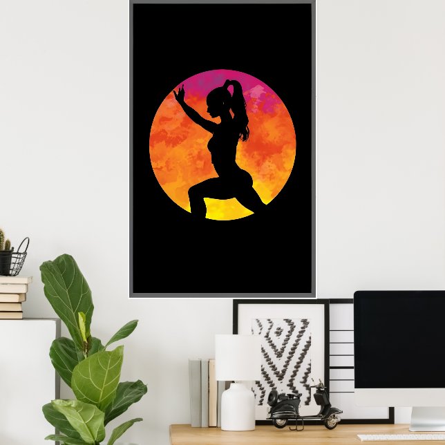 Poster silhouette fille entraînement lune (Bureau à domicile)