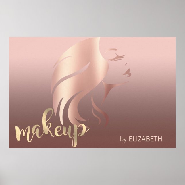 Poster Silhouette fille moderne, artiste maquillage (Devant)