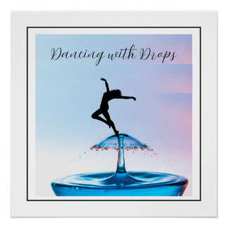 Poster Silhouette gracieuse Danse avec les gouttes