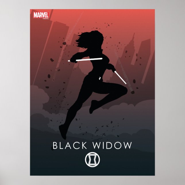 Poster Silhouette héroïque de Black Widow (Devant)