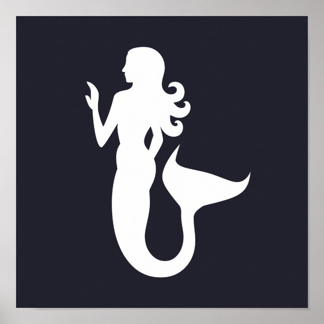 Poster Silhouette jolie et amusante d'une MERMAID | (Devant)
