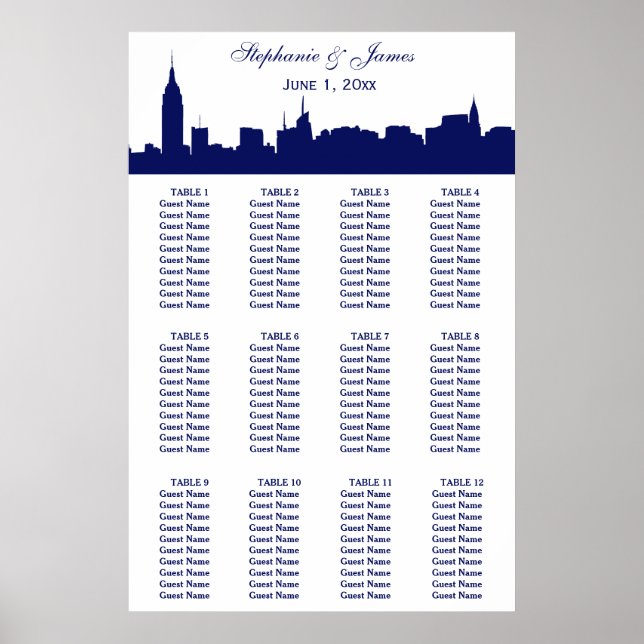 Poster Silhouette large NYC do-it-yourself BG Bleu (Devant)