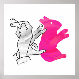 Poster Silhouette main Rabbit rose