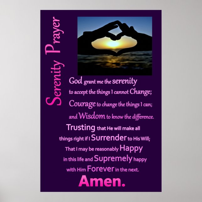 Poster Silhouette Met La Prière De Sérénité (Devant)