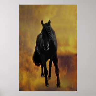 Poster Silhouette noire de cheval