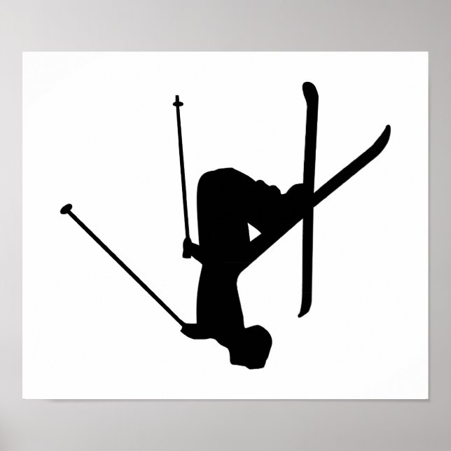 Poster Silhouette noire Ski (Devant)