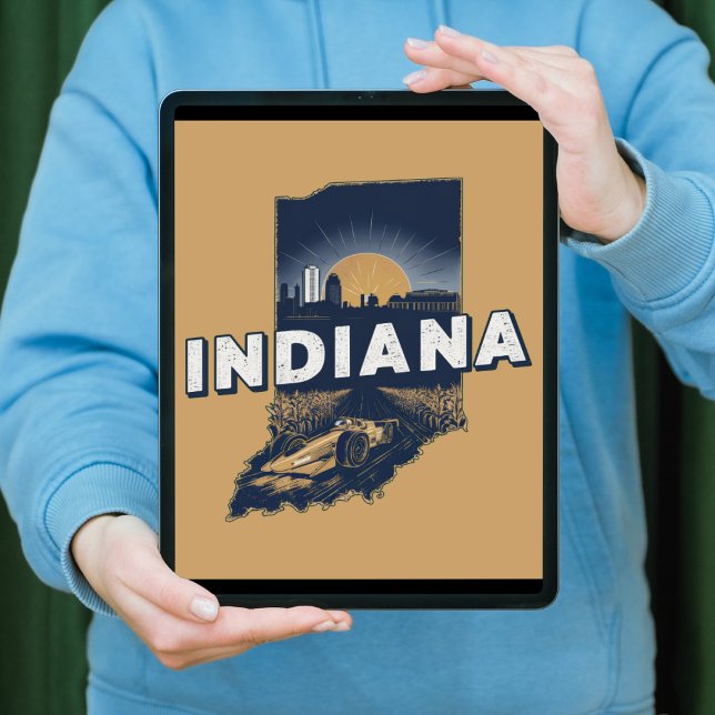Poster Silhouette Pittoresque rétro Indiana (Créateur téléchargé)