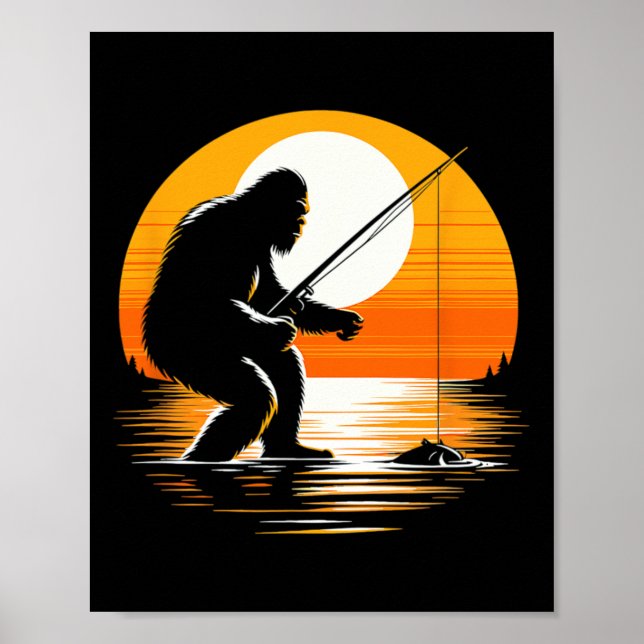 Poster Silhouette Rétro de Bigfoot Sasquatch Cache-Cache  (Devant)
