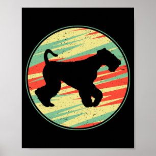 Poster Silhouette Rétro Vintage de Terrier Airedale Chien