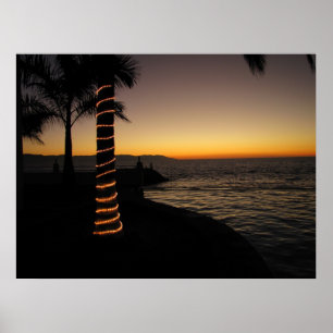 Poster Silhouette romantique de coucher du soleil
