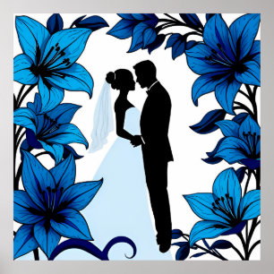 Poster Silhouette romantique d'un couple