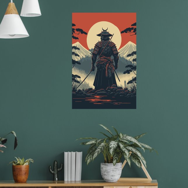 Poster Silhouette Samurai Warrier Moon (Salon 1)