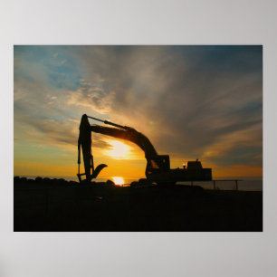 Poster Silhouette sur les brise-lames