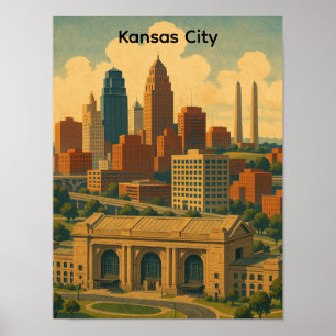 Poster Silhouette vintage de Kansas City