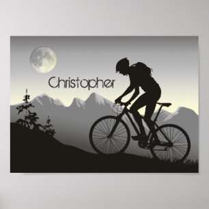 Poster Silhouette VTT et Lune personnalisées