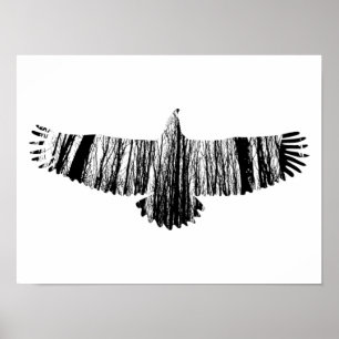Poster Silhouettes d'aigle Abstrait Nature Art animal