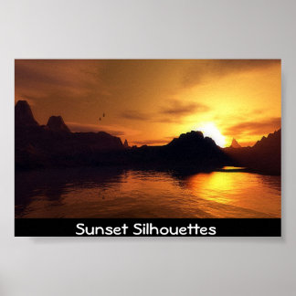 Poster Silhouettes de coucher de soleil