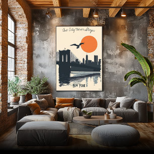 Poster Silhouettes de New York - Réflexions Skyline