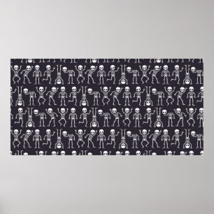 Poster Silhouettes de squelette motif sans soudure pour h