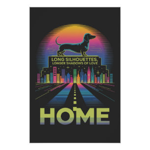 Poster Silhouettes de teckel longs, ombres plus longues d
