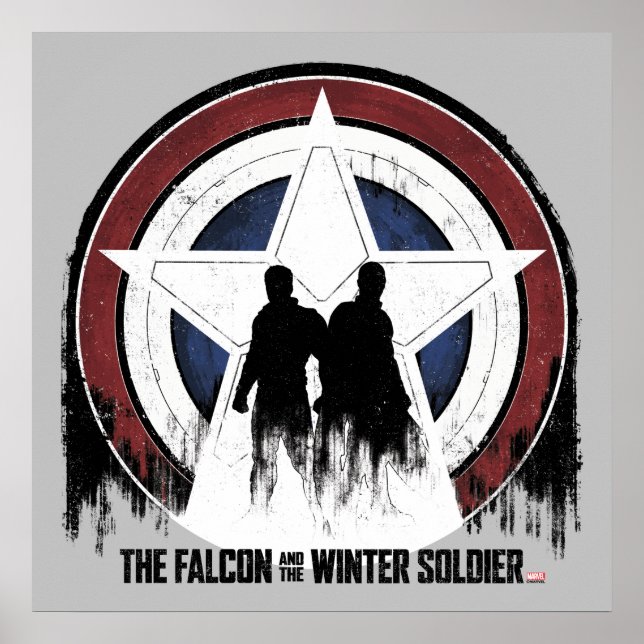 Poster Silhouettes du bouclier des faucons et des soldats (Devant)