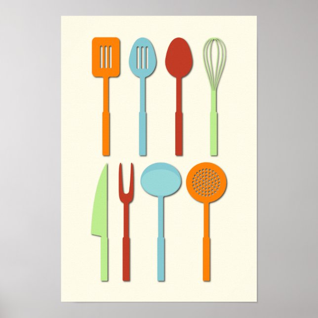 Poster Silhouettes d'ustensiles de cuisine ORBLC (Devant)