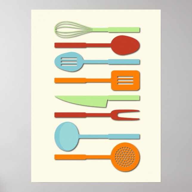 Poster Silhouettes d'ustensiles de cuisine ORBLC II (Devant)