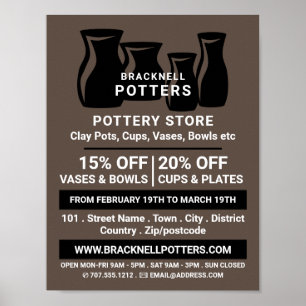 Poster Silhouettes Vase, Poterie Store, Potters Adjudicat