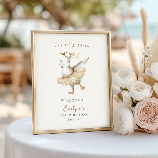 Poster Silly Goose 3rd Birthday Watercolor Welcome (Créateur téléchargé)