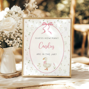 Poster Silly Goose Girl Baby shower Devinez combien de je