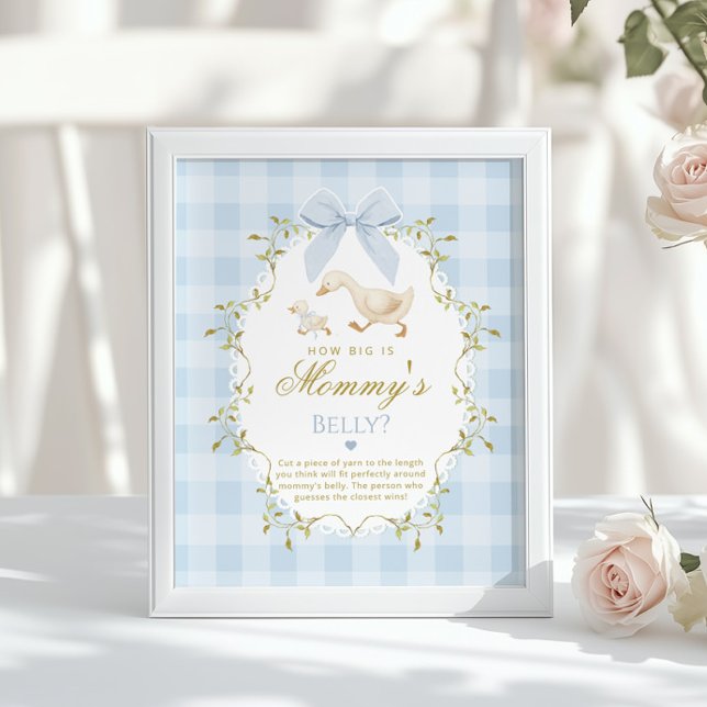 Poster Silly Goose How big is belly Blue Gingham (Créateur téléchargé)