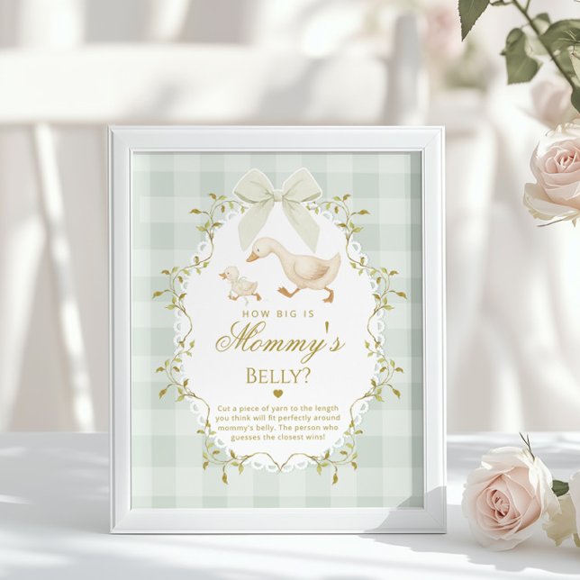 Poster Silly Goose How big is her belly Sage Gingham (Créateur téléchargé)