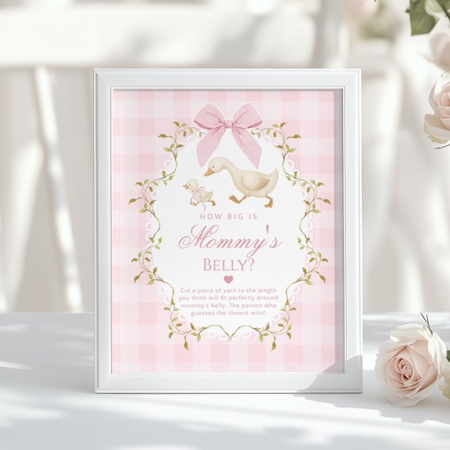 Poster Silly Goose How big is mommys belly Pink Gingham (Créateur téléchargé)