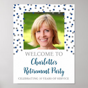 Poster Silver Blue Retirement Party 8.5x11 Photo