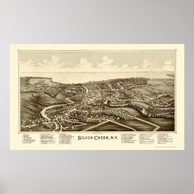 Poster Silver Creek, NY Carte panoramique - 1892 (Devant)
