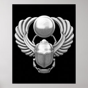 Poster Silver Egyptian Scarab