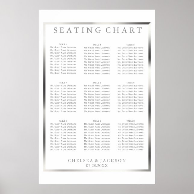 Poster Silver et blanc - 9 Sièges (Devant)