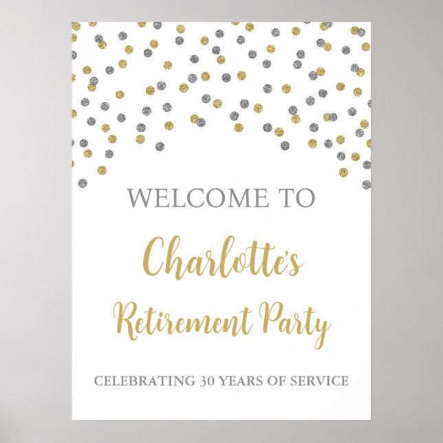 Poster Silver Gold Retraite Party Custom 18x24 (Devant)
