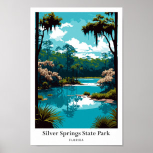 Poster Silver Springs State Park Travel Art Vintage