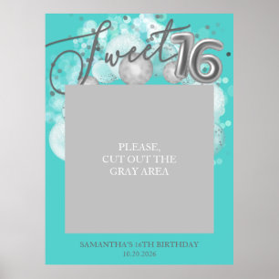 Poster Silver Sweet 16 Ballons Anniversaires Photo Prop T