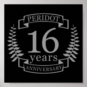 Poster Silver Traditional wedding anniversary 16 ans