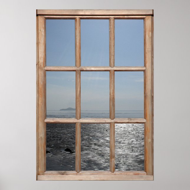 Poster Silvery Beach Vue depuis une fenêtre (Devant)